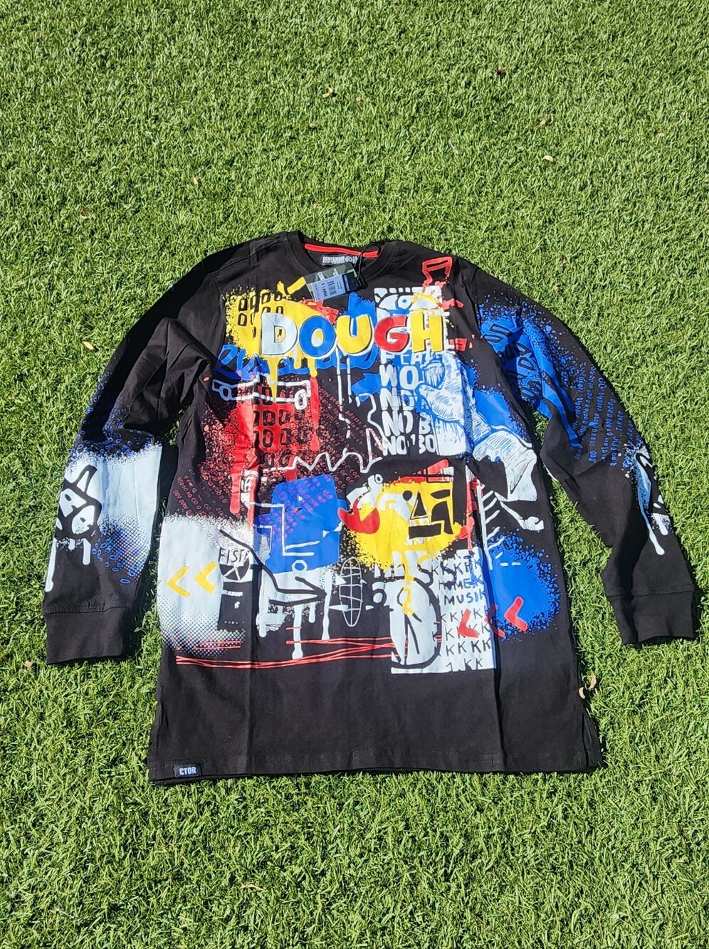 Contender Men’s Long Sleeve Graphic Tee - Black with Multicolor Print